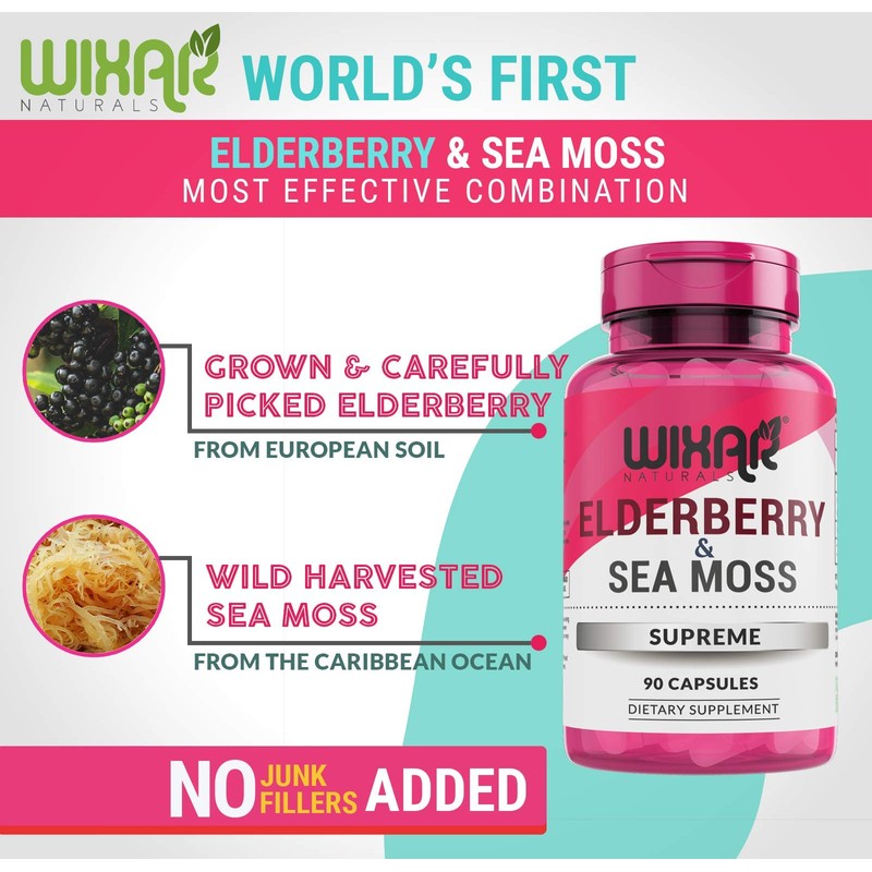 Wixar Naturals Elderberry and Sea Moss Supreme Capsules - Natural