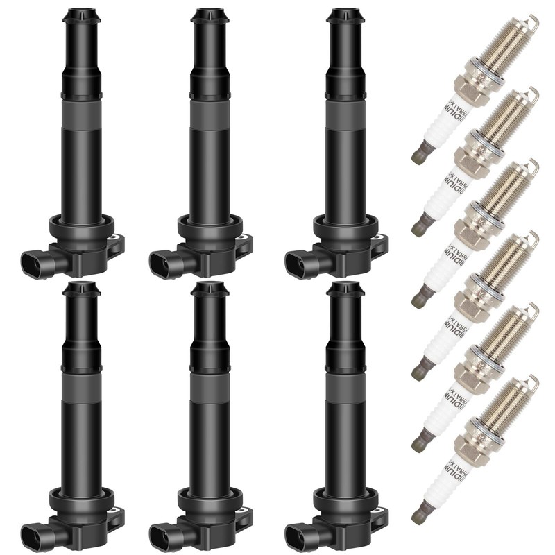 SCITOO 6 ignition coils with 6 iridium Spark Plugs for