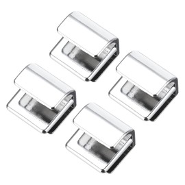 sourcing map 4pcs Glass Door Pull Handles, Zinc Alloy Door Clips Pull Handles with Screw Shower Glass Door Knob Handles for 3-5mm Glass Display Cabinet Furniture Cabinet Drawer Silver Tone