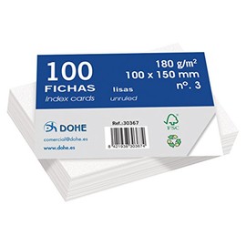 Dohe 30367 – Pack of 100 Sheets of Smooth White Card, 180 g, No. 3, 100 x 150 mm