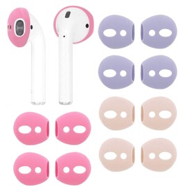 ALXCD Fit in Case Ear Covers Replacement for Air pod, 6 Pairs Ear Tips Soft Silicone Replacement Earbud Tips for Airpod 1 Airpod 2, 6 Pairs, Pink Rose Gold Purple
