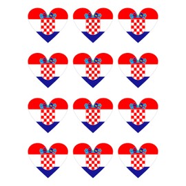 Generisch Set of 12 Croatia Heart Stickers Weatherproof and UV Protection Set Croatia