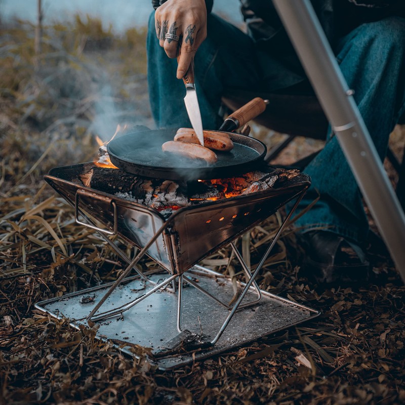 CAMPINGMOON Portable Stainless Steel Wood Burning Grill and Fire Pit