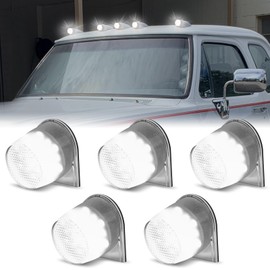 Gempro LED Cab Roof Marker Lights Top Clearance Running Lights for DODGE W100 150 250 350 D100 150 250 350 Cab Marker Lamps, 5PCS (White Led)