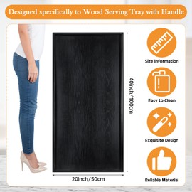 Mumufy 40 x 20 Inch Rectangle Walnut Wood Ottoman Tray Natural Handmade Decorative for Tea Coffee Classic Wooden Walnut Serving Living Room Cafe (Black)