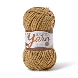Fluffy Velvet Yarn for Crocheting，Baby Blanket Yarn for Crocheting Soft，50g(65.6yds) Amigurumi Yarn，Plush Chenille Crochet Yarn ，Puzzle Yarn for Crochet Craft (Light Coffee)