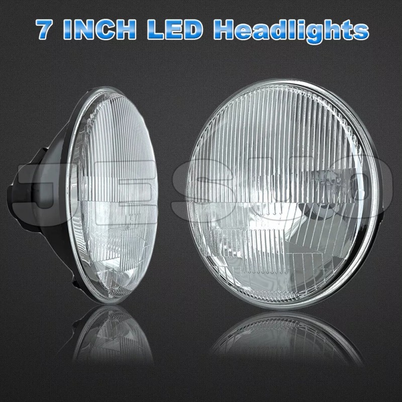 JESUO For 1967-1972 Chevy C10 Pair 7inch LED Headlights Round
