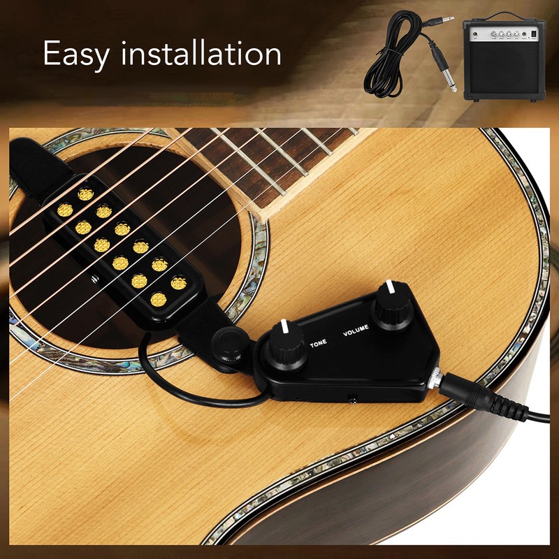 Acoustic Guitar Pickup Volume Adjustable Magnetic Guitar Pickup with 3