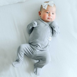 Bonsie Skin to Skin Babywear Footie - Gray Baby Footed Bodysuit - Fog (3-6 Months)