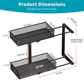 Under Sink Organizer, 1 Packs 2 Tier Under Sink Organizers and Storage, Slide Out Pull Out Cabinet Organizer Shelf, Metal Sliding Drawer for Kitchen Bathroom Pantry Cabinet Closet Organization Rack
