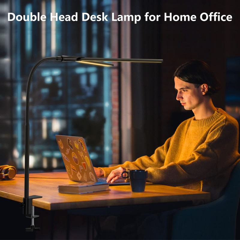 EppieBasic LED Desk lamp,Double Head Architect Desk Lamps for Home