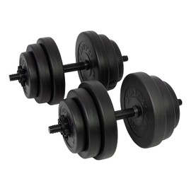 Tunturi Vinyl Dumbbell Set 28kg, 2 Dumbbells, 12 Weight Plates, 1kg, 2kg, 3.5kg