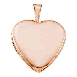 PORI JEWELERS 14K Solid Gold Heart Locket Pendant- for Photos, Messages, sentimental - Available in Yellow, White, and Rose Gold (Rose, 12MM)
