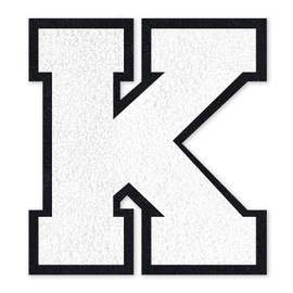 VGROSIA Iron On Letters, 4.5inch Large Chenille Iron On Patch Alphabet Patches for Varsity/Jacket/Hoodie/Hats (White,K)