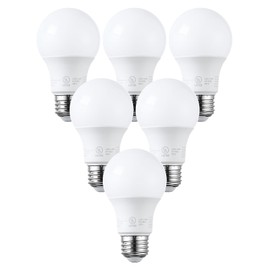 TORCHSTAR A19 LED Light Bulbs 60W Equivalent, UL Listed, 5000K Daylight, Dimmable, 9W, 800lm, Flicker Free, E26 Standard Base LED Bulb for Ceiling Fan, Lamp, 15,000hrs, Pack of 6