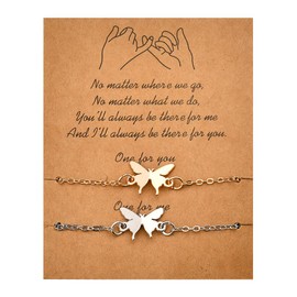 Best Friend Bracelet for 2 Girls Bestie Birthday Christmas Presents for Bff Girl Bracelets Matching Butterfly Bracelets for Best Friend Long Distance Friendship Gifts for Women