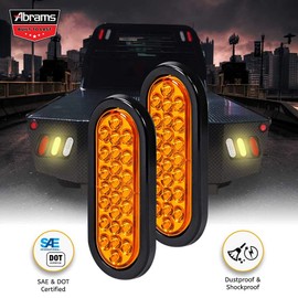6 Inch Amber LED Trailer Tail Light - Oval Truck Park Turn Signal Lights IP67 Waterproof RV Semi Truck Taillight DOT Certified 24 Bright LEDs With Colored Lens, Grommet & Plugs Included - 2 Pack