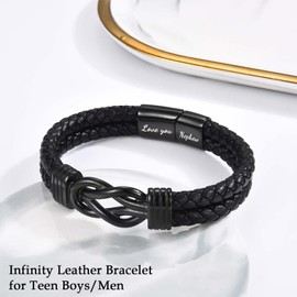 Nephew Bracelet Gifts from Auntie, To My Nephew Infinity Leather Bracelet Jewelry for Boys Men Teen Teenage 8-10-12-14-16-18 Year Old Boy Birthday Christmas Valentines Day Easter Graduation Gifts