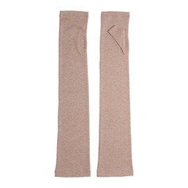 GlovesDEPO Women's Arm Cover, Organic Cotton, Luoyang Dye, Long Gloves, Fingerless, Braun