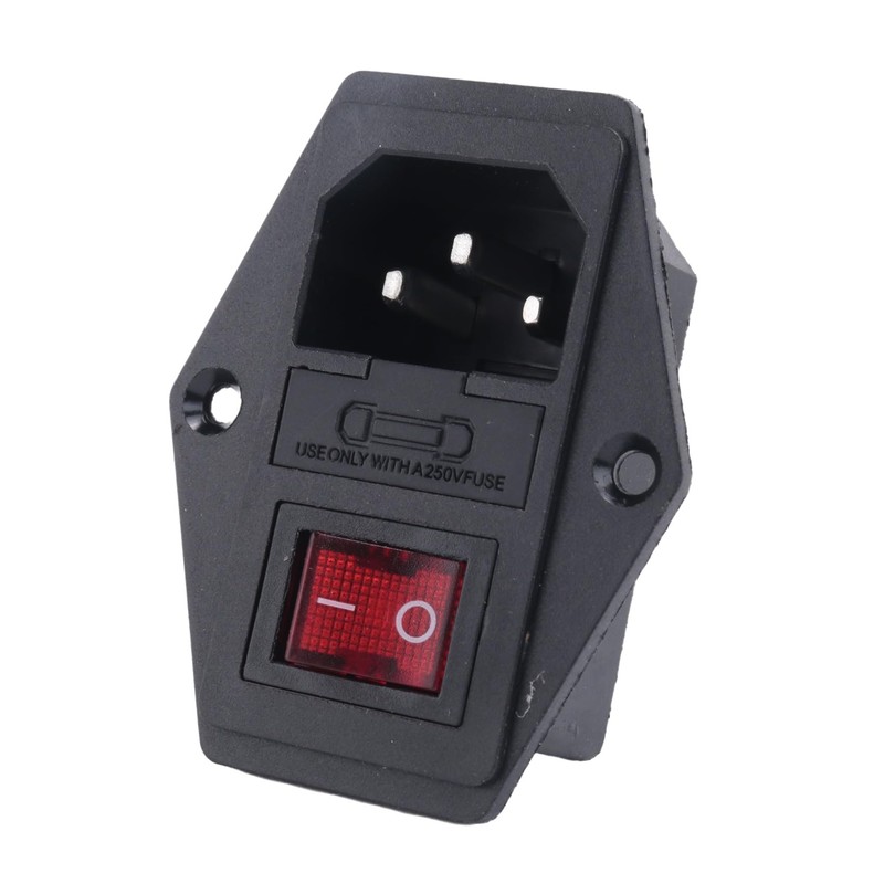 3 Pin IEC320 C14 Inlet Module Plug Fuse Switch Male