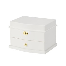 Jozen Gift Ballerina Musical Jewelry Box with Mirror for girls，Kid's Jewelry Storage Music Chest (White-L)