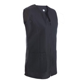 Womens Sleeveless White Black Work Uniform Kasaca, black