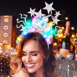 Zoestar Luminous Star Headband, LED Disco Ball Headbands, Luminous Rave Headwear, Sparkling Carnival Hair Accessories for Women