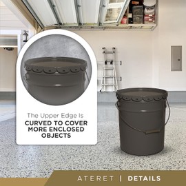 ATERET 5 Gallon Black Metal Bucket, Heavy Duty Durable Steel Open Head Pail with Handle for Outdoor and Household Use (3 Pack - Bucket Only)