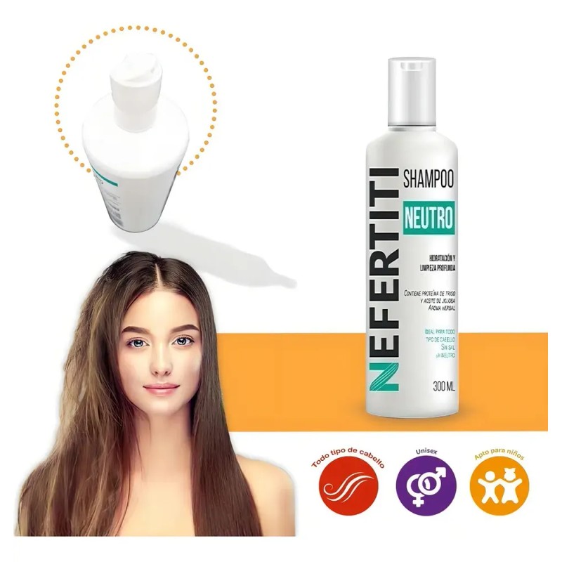 Shampoo Neutro Sin Sal Nefertiti Limpieza Profunda 300ml