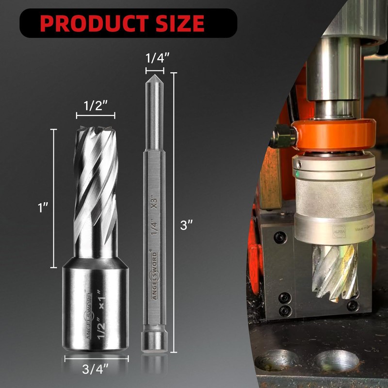 ANGELSWORD HSS Annular Cutter Diameter 1/2", Cutting Depth 1" High
