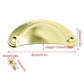 Ruidee 12 Picecs Shell Cup Handles Vintage Half Moon Drawer Pull Handle with Screws for Cabinet Cupboard Dresser Wardrobe Drawer (Gold)