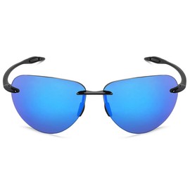 JULI Sports Sunglasses for Men Women Tr90 Rimless Frame for Running Fishing Golf Surf Driving(Blue)