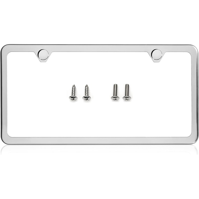 Premium Slim Style Stainless Steel License Plate Frame (2 Holes,