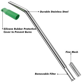 (4 Pack) Stainless Steel Straws Long Metal Straws with Cleaning Brush, Removable Filter, Size 8.26 * 0.35 inches