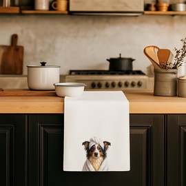 NLIJX Funny Australian Shepherd Dog Kitchen Towel - Cute Australian Bathrobe Decorative Hand Towels for Bathroom Decor, Aussie Dog Lover Dish Tea Towels for Kitchen Decor，16x24 Inch