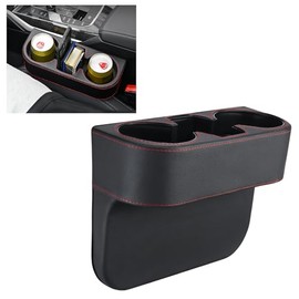 Portavasos para automóvil con relleno de espacio de asiento, piel sintética PU, organizador de relleno de espacio de asiento de coche con caja de almacenamiento, accesorio interior