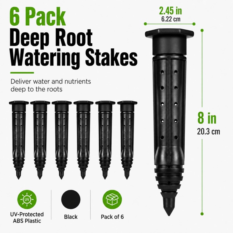 6 Pack Tree Watering Stakes Deep Root Irrigation Spike, 8