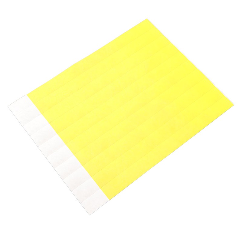 500PCS Paper Wristband Yellow Bracelets Disposable Waterproof Tear Resistant Paper