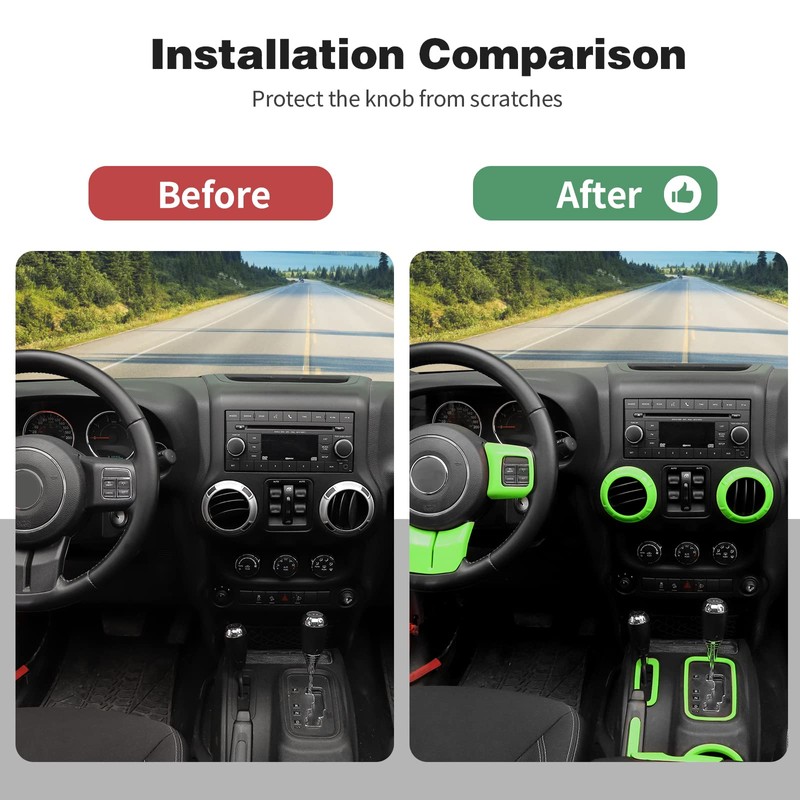 CheroCar 18PCS Interior Trim Kit for Jeep Wrangler JK JKU