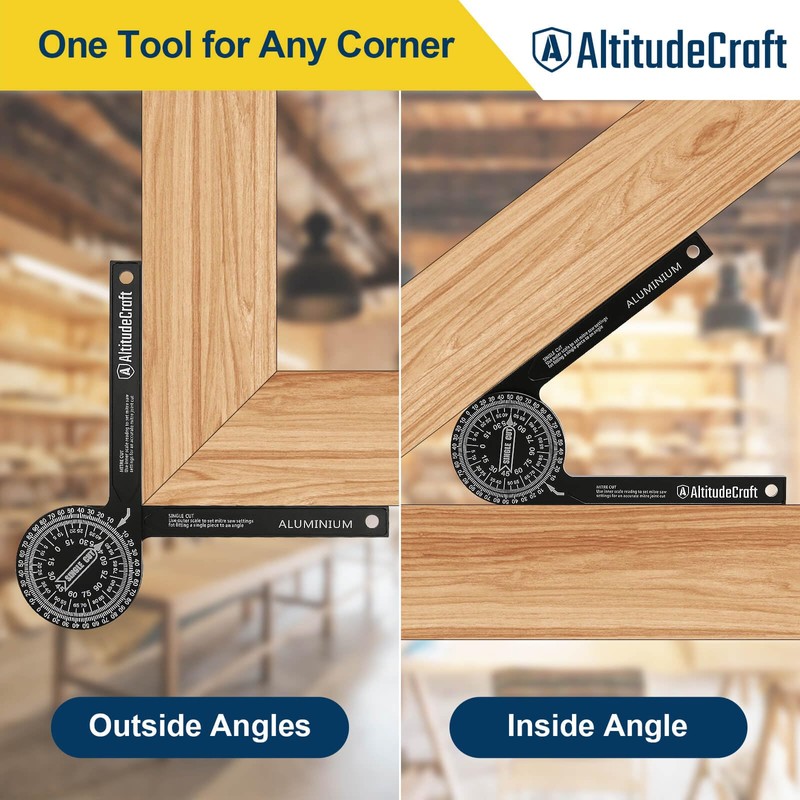 AltitudeCraft Precision Aluminum Miter Saw Protractor | 7.28-Inch Rust-Resistant Angle