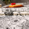F-CHU Boho Tassel Tablecloth Cotton Linen Floral Tablecloths for Dining