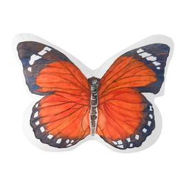 JWH 3D Butterfly Pillow Decorative Plush Throw Pillow Colorful Animal Print Cushion Bed Couch Living Room Bedroom Chair 13x18 Inch Orange