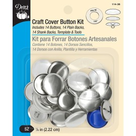 Dritz 114-36 Craft Cover Button Kit with Tools, Size 36 - 7/8-Inch, 14-Sets