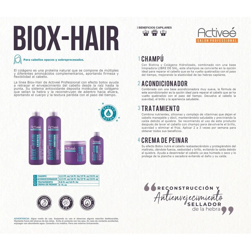 Acondicionador Professional BiotinColagena Renueva Nutre y Fortalece Cabellos Opacos y
