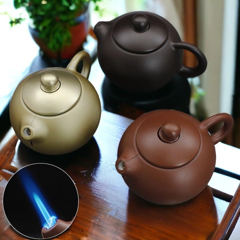 Teapot Lighter, Refillable Butane Lighter, Windproof Butane Soft Flame Torch