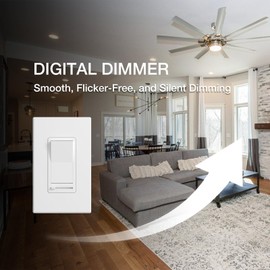 Amico 6 Pack Dimmer Light Switch, Single-Pole or 3-Way Compatible Slide Control Dimmer, Suitable for 150W LED Light/CFL/Incandescent and 600W Tungsten Bulb, Wall Plates and Screws Included, White