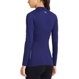 BALEAF Thermal Long Sleeve Tops Women Fleece Tops Workout Running Gear Clothes Winter Underwear Undershirts Base Layer Cold Weather Navy S