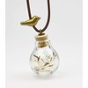 Dandelion Leather Necklace Bird Real Boro Glass & Dandelion