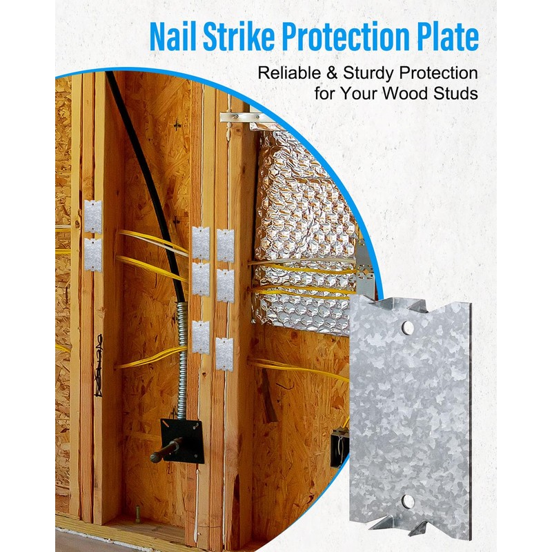 WENHUALI 50 Pack Safety Nail Plates for Wood Studs, 2.5