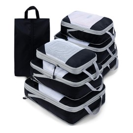 Meowoo Compression Packing Cubes Travel Organizer 7 Set, Ripstop Mesh Travel Organizers for Luggage Multi-Functional Ultralight Expandable Travel Luggage for Carry on Luggage, Travel, Backpack